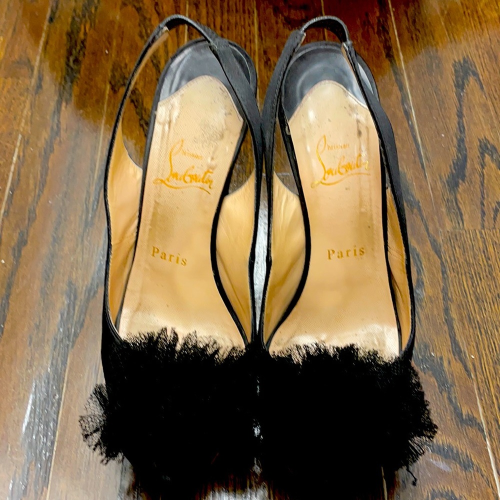 Authentic Christian Louboutin black satin evening shoes